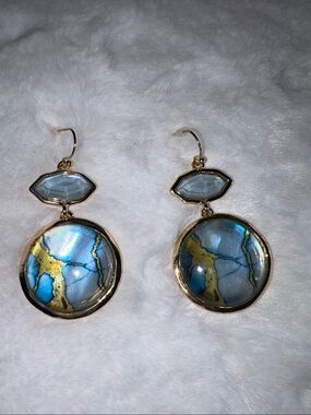 Gold-Tone Blue Mother of Pearl nickel free.